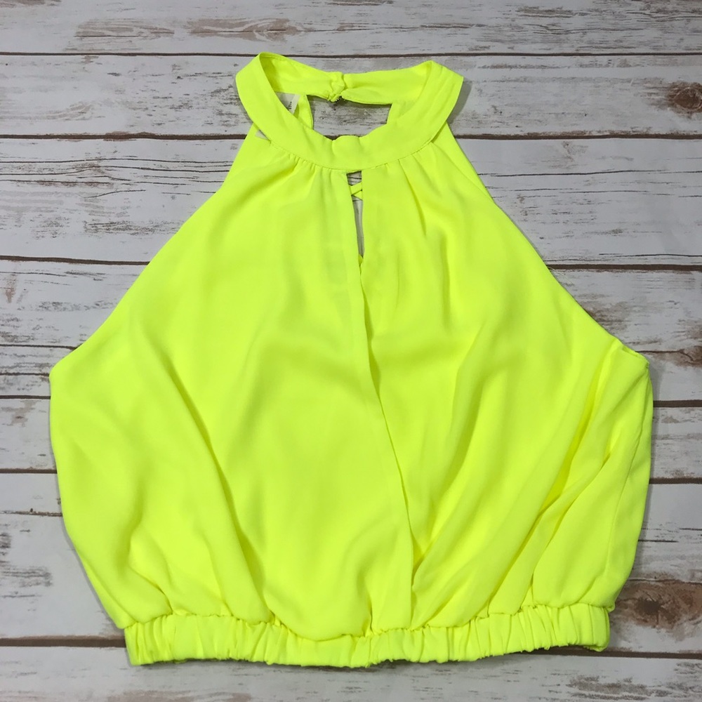 Bright Yellow Halter Crop Top - Picture 2 of 3